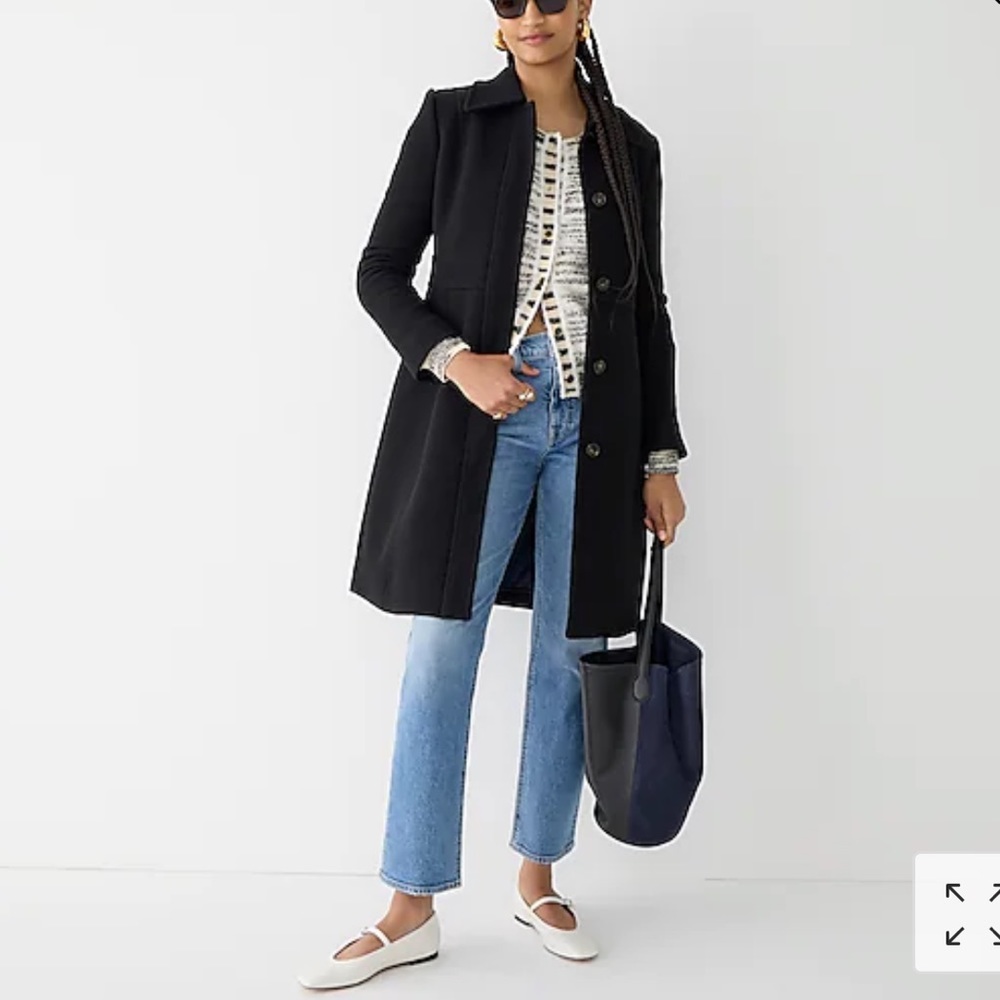 J. Crew New lady day topcoat in Italian double cloth wool BM964 black 6